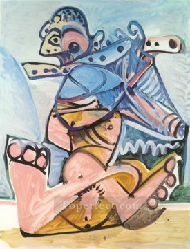 Hombre sentado tocando la flauta 1971 Pablo Picasso Pinturas al óleo